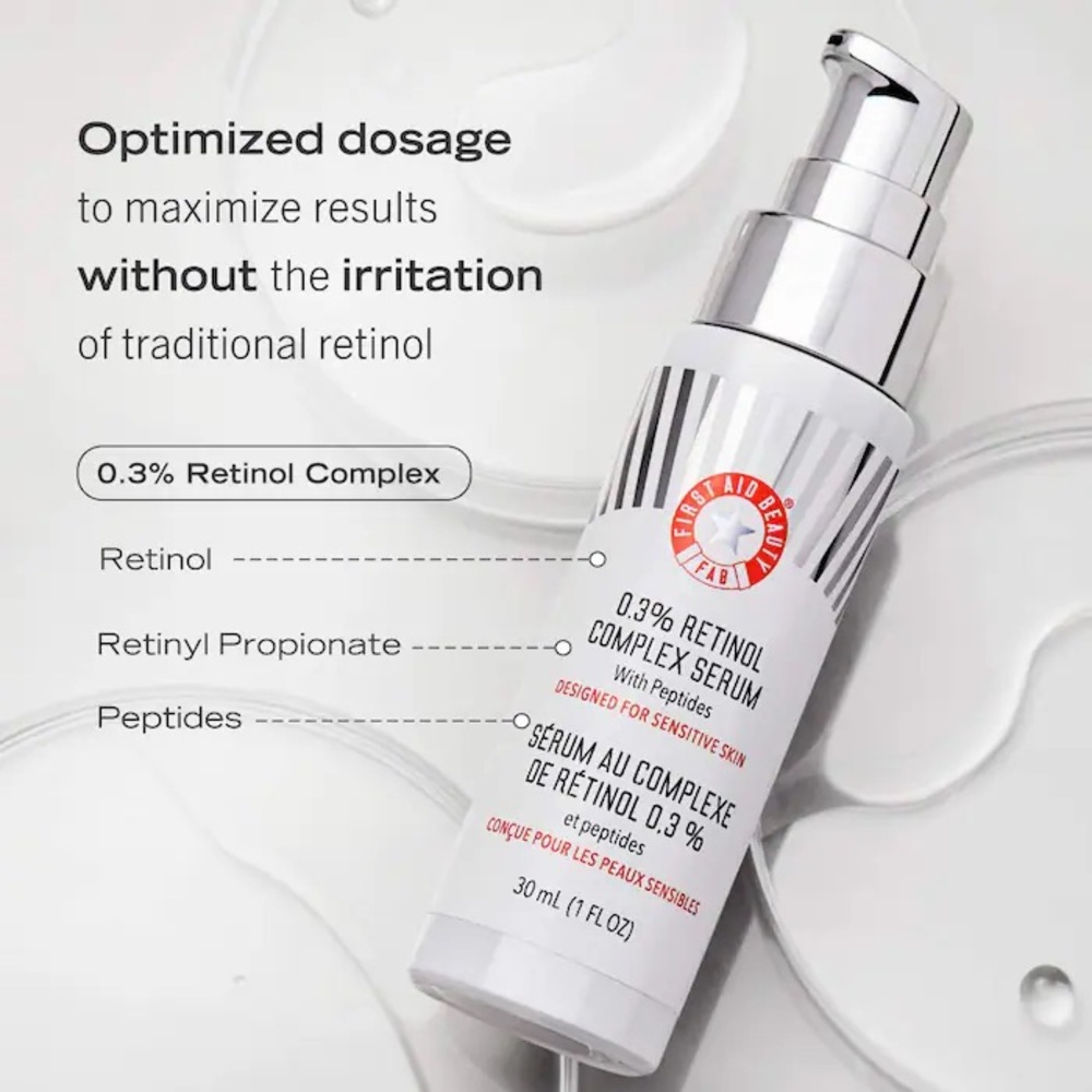 First Aid Beauty 0.3% Retinol Complex Serum with Peptides NIB